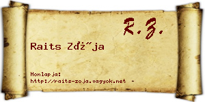 Raits Zója névjegykártya